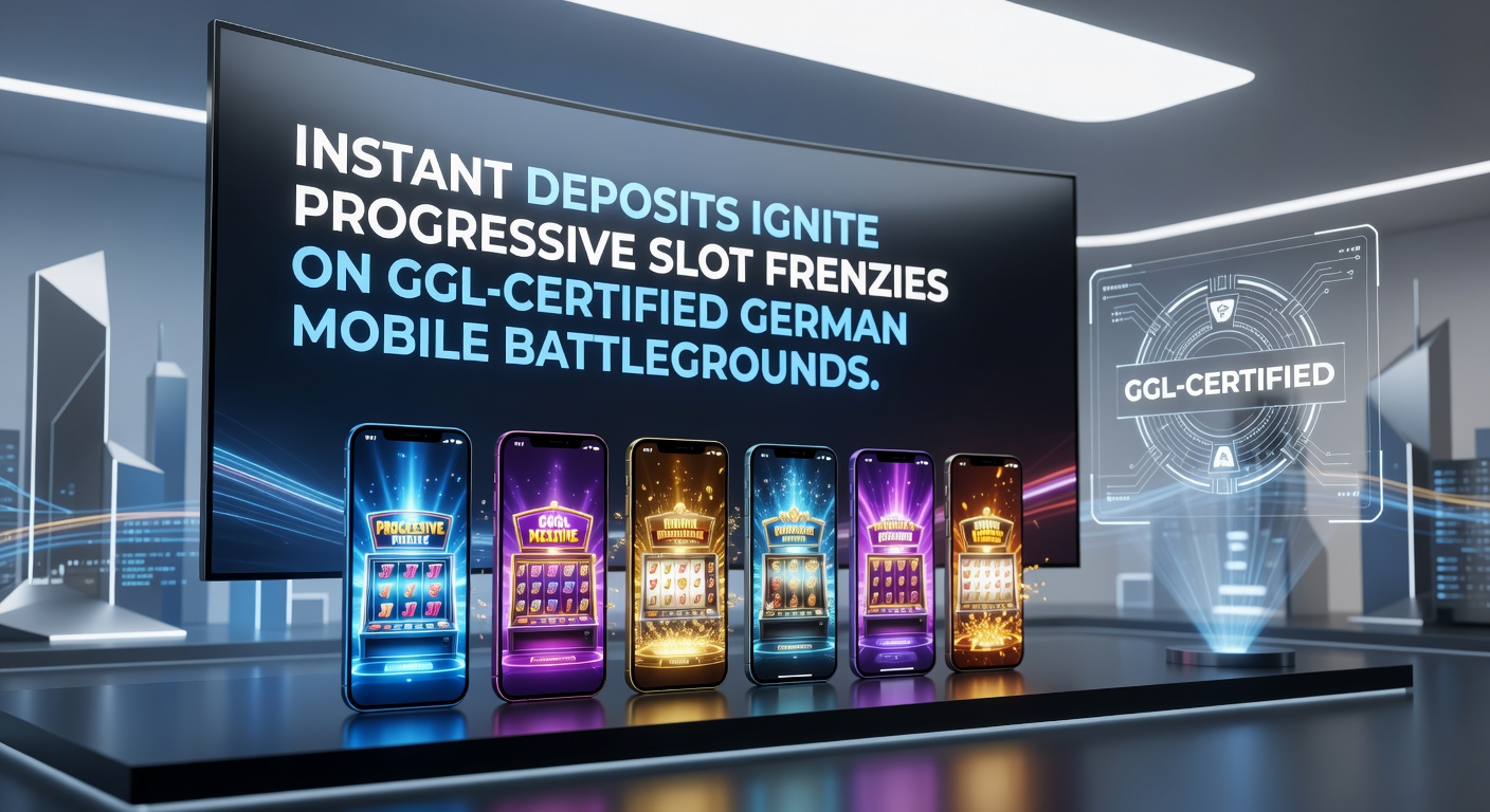 Dynamische Grafik von steigenden Jackpot-Balken auf Smartphone-Bildschirm mit Instant-Deposit-Button und GGL-Siegel