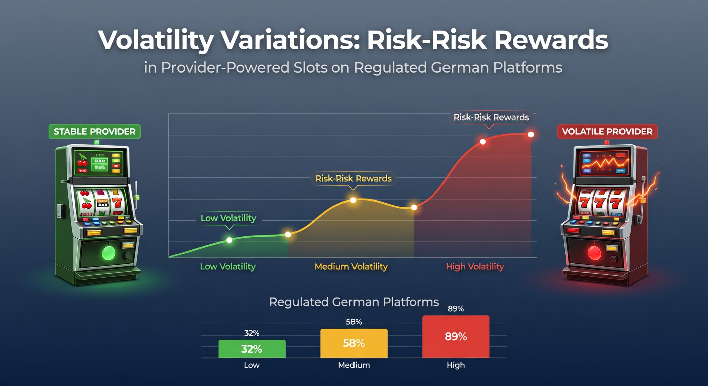 Grafik zeigt Volatilitätskurven bei Slots mit hohen und niedrigen Schwankungen auf einem regulierten deutschen Casino-Bildschirm